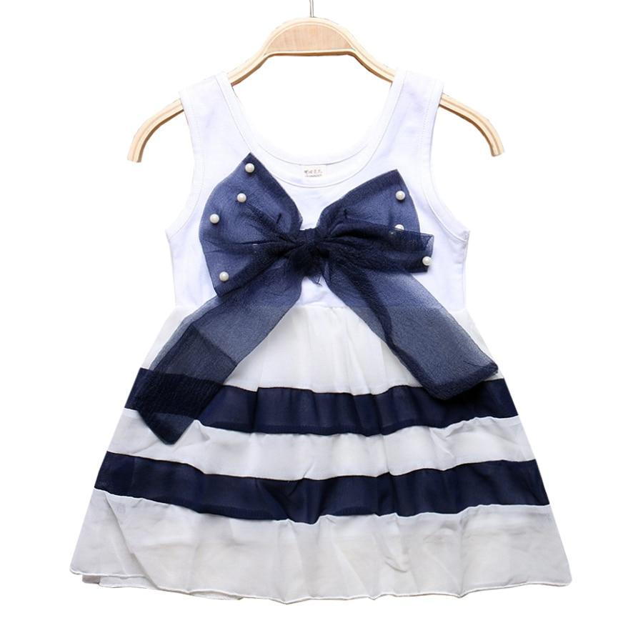 Baby Girl Clothes for Kids with Cute Purple Stripe and Round Neck  Sleeveless Chiffon Dresses For Girls