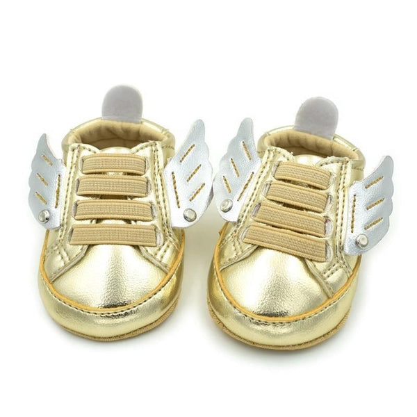 New Newborn Baby 3D Wings Gold Fashion PU Leather Shoes For Kids Sneakers Infant Shoes Toddler Boys Girls First Walkers