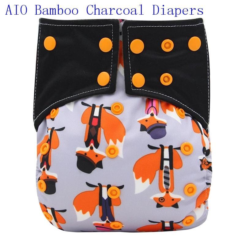 Newborn Cloth Diaper Sewed in Charcoal Bamboo Insert and Suede Pocket Diapers Waterproof Baby Nappies Design for Baby