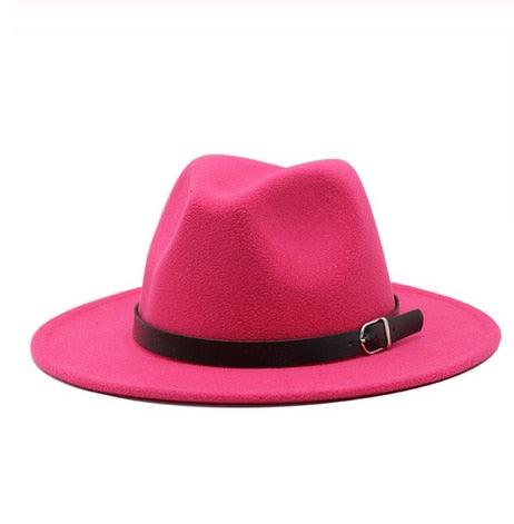 Vintage Winter Autumn Woolen Women Men Belt Buckle Fedora Hat Classic Wide Brim Floppy Hat Retro Warm Top Hat Vintage Cap Women Fedoras Durable Hat