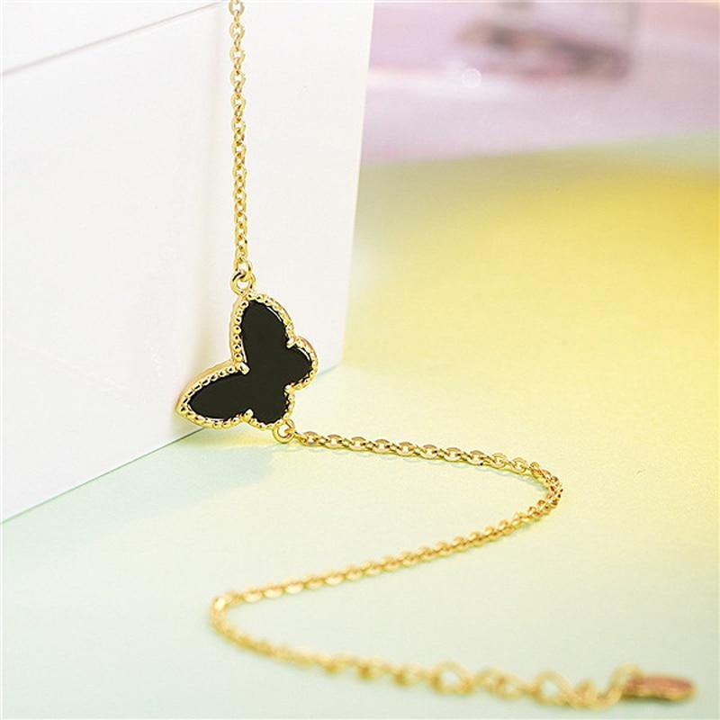New Modern Fashion Gold Bracelet For Girl Elegant 925 Silver Jewelry Butterfly Shaped Bracelets Luxury For Female Wedding Party Ornament