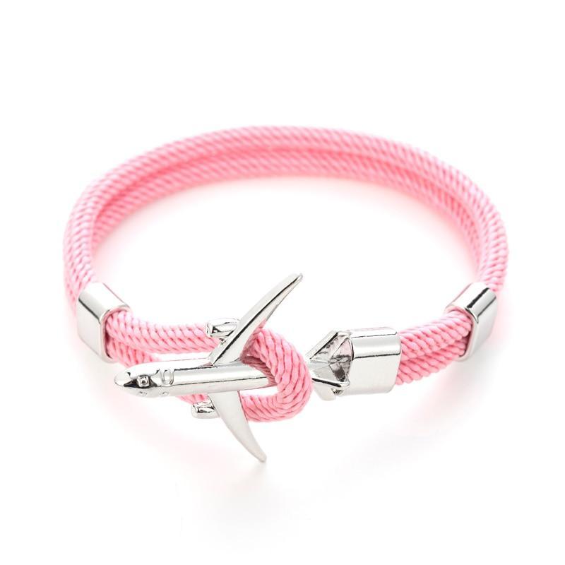 Modern Fashion Airplane Anchor Bracelets Men Charm Rope Chain Paracord Bracelet Women Male Air Force Style Wrap Metal Sport Hook Gift
