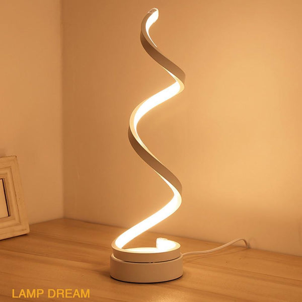 LED Spiral Table Lamp Modern Curved Desk Bedside Lamp Dim able Warm White Light For Living Room And Bedroom