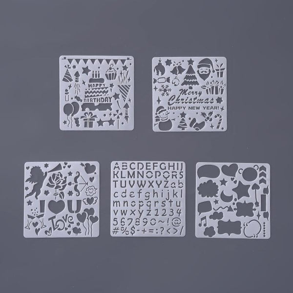 5Pcs/Set Children's Ruler Cutout Painting Template Hand Account Album Theme Lace Ruler Drawing Board Stencil Decoration Tools For Kids Drawing Education Toy