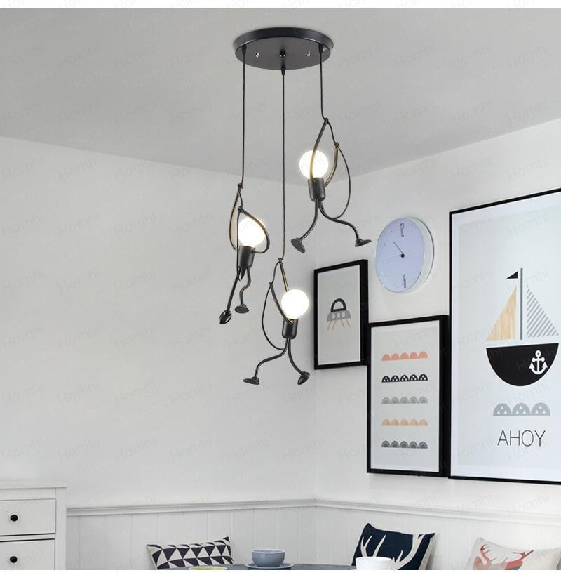 Industrial Metal Pendant Light, Creative Cartoon Ceiling Light Fixture, Indoor Hanging Lamp, Modern Minimalist Lamps for Bedrooms Loft Study Restaurant Entryway Foyer, E27 Great decoration for Bedroom and Kids Room