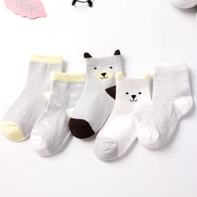 Luxury Modern 5pair Socks Set Kids Soft Cotton Socks Baby Cute Cartoon Warm Dots Fashion Sport Socks For Firls and Boys Kids