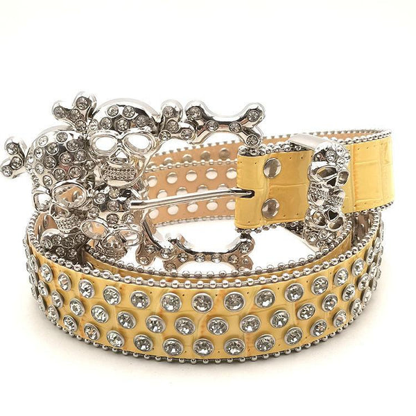 Belt Rhinestone – Luxury Western Leather Belt with Shining Rhinestones & Metal Buckle
