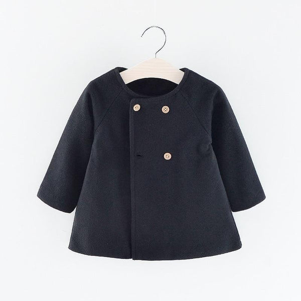 Modern Trend New Baby Girl  Woolen Long Coat for Girls Windproof Made For Autumn and Winter Season