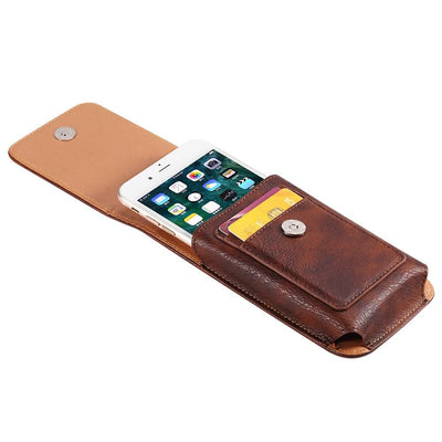 Universal Leather Case for iPhone Mens PU Leather Vertical Case with Belt Clip for iPhone Waist Pack Belt Clip Bag for 3.5-6.3
