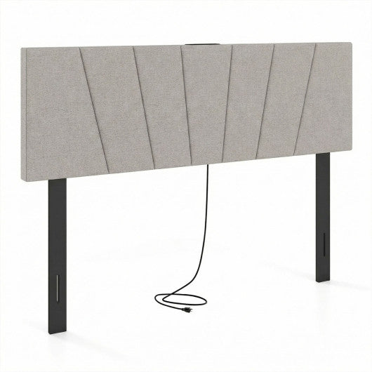 Headboard for Queen and Full Size Bed Geometric Upholstered Head Board-Gray
