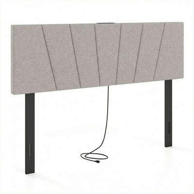 Headboard for Queen and Full Size Bed Geometric Upholstered Head Board-Gray