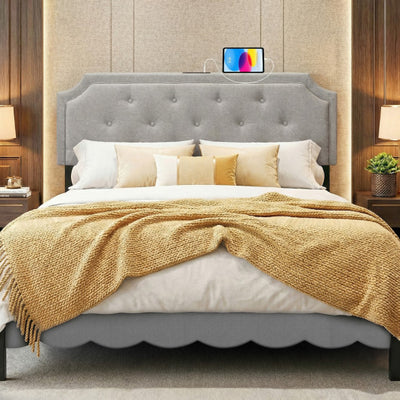 Headboard for Queen and Full Size Bed Tufted Upholstered Head Board-Gray