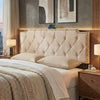 Headboard for Queen and Full Size Bed Rivet Tufted Upholstered Head Board-Beige - Beige