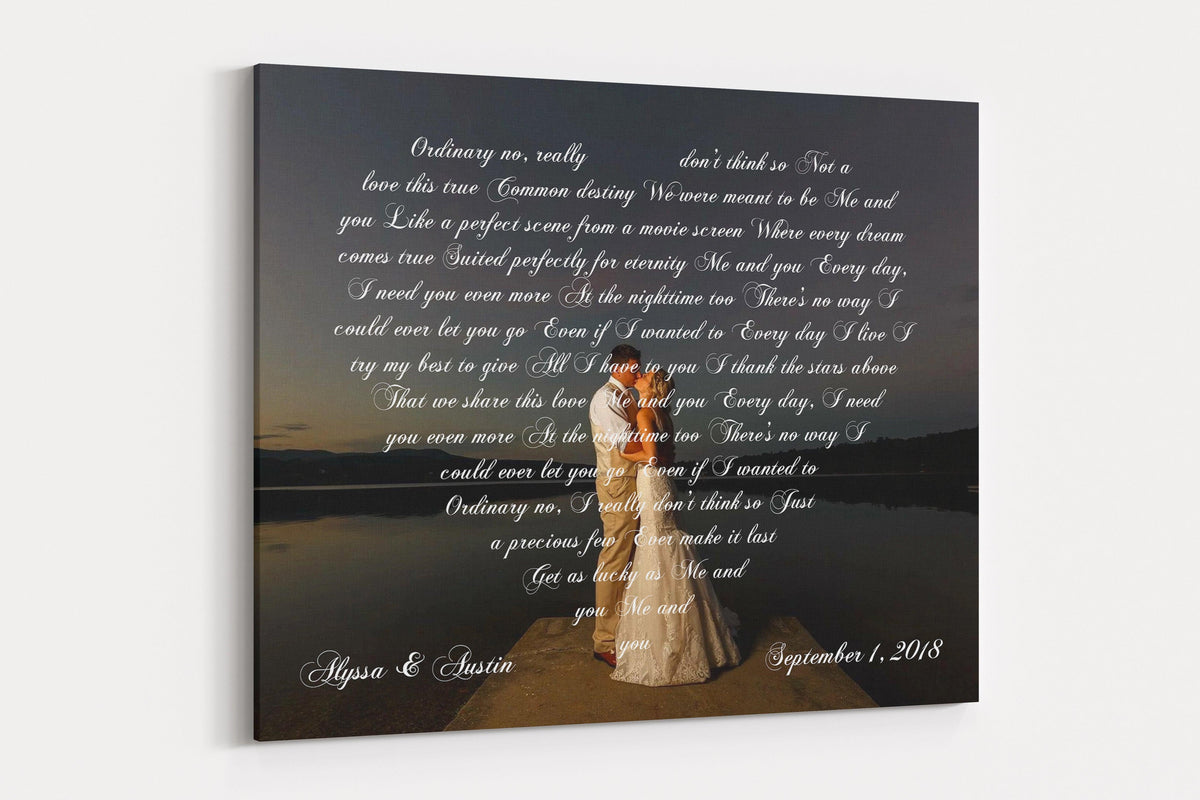 Wedding Vows On Canvas - Heart Shaped Vows
