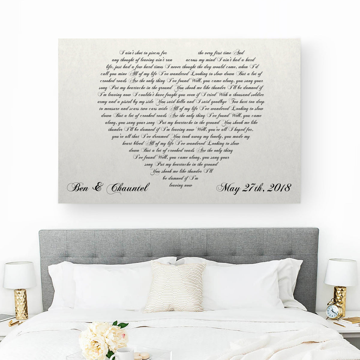Lyrics In A Heart Canvas - Personalized Canvas