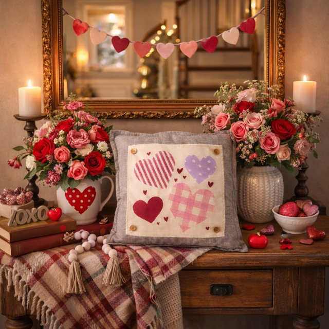 NEW! SQUARE BUNDLE SET: CHARCOAL PILLOW (comes with foam insert and these 3 panels in back pocket); Winter : LODGE, HEARTS, SPRING BOOT
