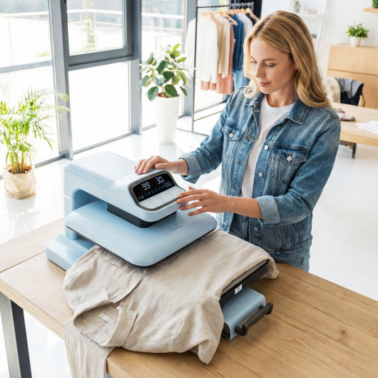 Heat Press Machine with Auto Release for T Shirts-Blue