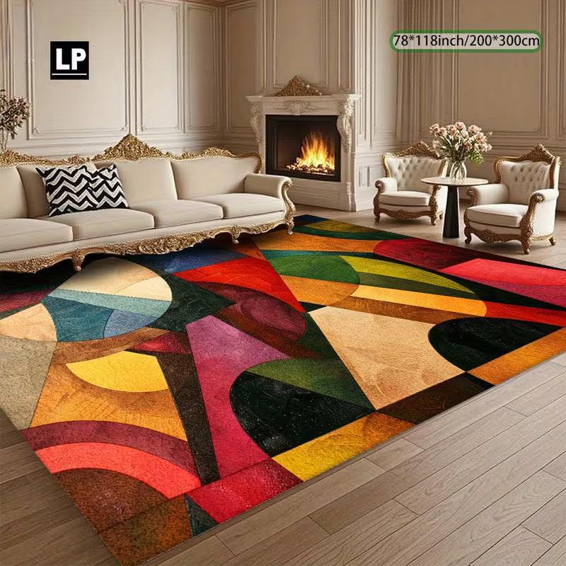 Heavy-Duty Non-Slip Abstract Geometric Velvet Area Carpet