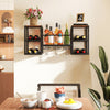 Heavy-duty Wall Mounted Wine Rack with Glass Holder Metal Frame 8-Bottle Holder-Rustic Brown
