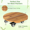 Heavy Duty Acacia Wood Rolling Plant Stand with 360° Lockable Casters-Set of 2