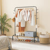 Heavy Duty Clothes Rack 50-Inch Wide Metal Garment Wardrobe Rack-Black