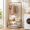 Heavy Duty Clothes Rack with Hanging Rod and Storage Shelves-Black