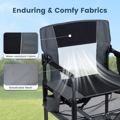 Heavy Duty Outdoor Camping Chair with Cup Holder and Bottle Opener-Black