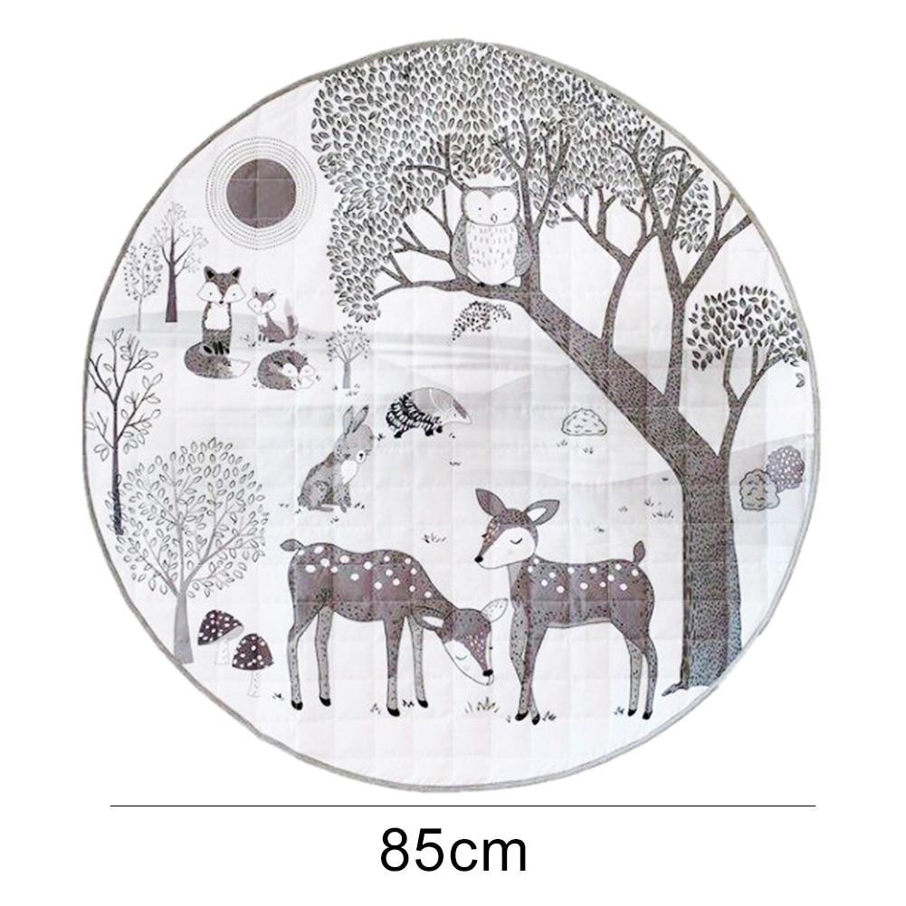 Home Nordic Forest Animals Print Baby Toddler Soft Cotton Grid Crawling Play Climbing Mat Carpet For Kids