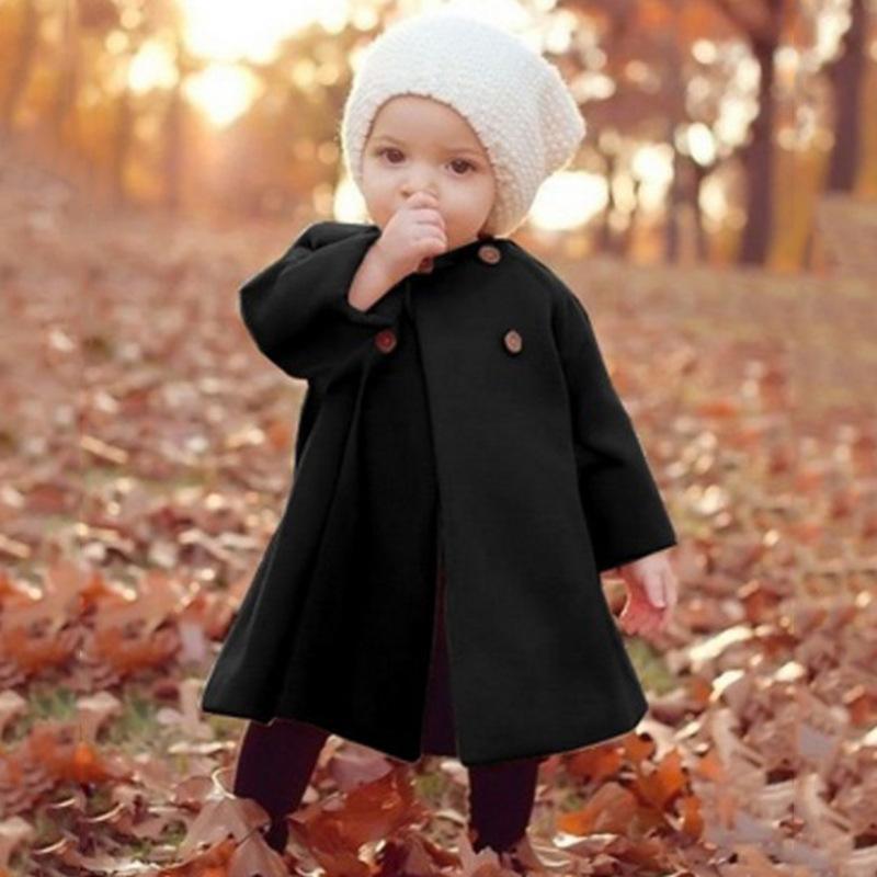 Modern Trend New Baby Girl  Woolen Long Coat for Girls Windproof Made For Autumn and Winter Season