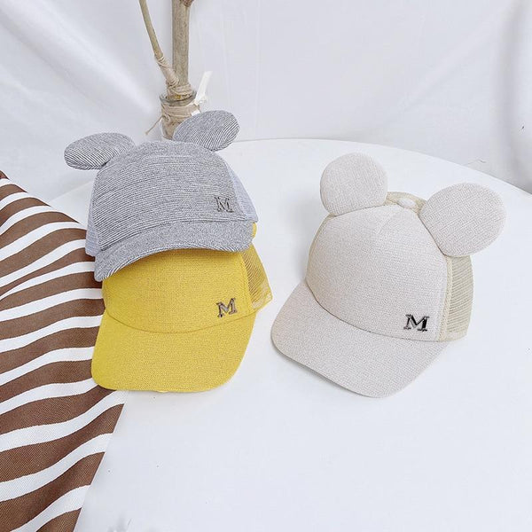 Luxury Modern Shiny Kids Baby Hat With Ear Letter Summer Baby Girl Boy Sun Hat Baseball Caps Cotton For Kids