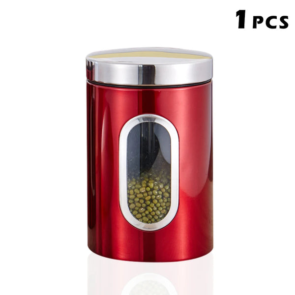 Kitchen Storage Jar with Lid, Kitchen Storage Tools, Tea, Coffee, Sugar, Canisters, Pots, Container Tins, 1 Pc, 3 Pcs
