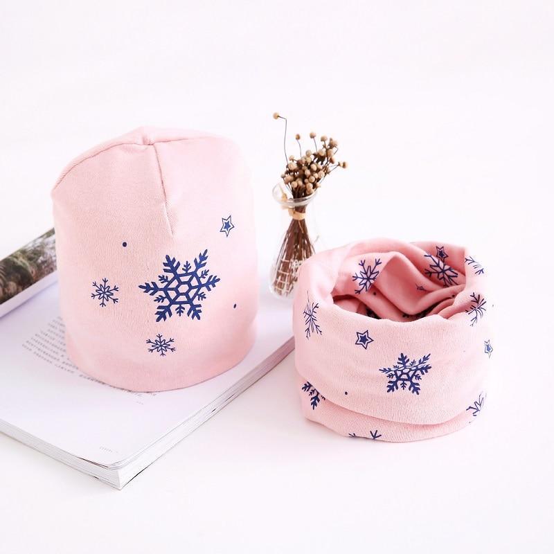 Star Print Cotton Hat And Scarf  Baby Beanie Kids Caps Children's Accessories For Boys and Girls