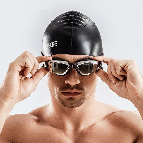 Men Swimming Shorts Waterproof Competition Swim Goggles with Ear-plug Cap Trunks - Sexikinis Swim