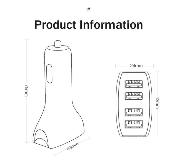 30W 4 Ports Car Charger Quick Charge 3.0 Dual USB Adapter Fast Charging For Smartphones Car-Charger Gadgets