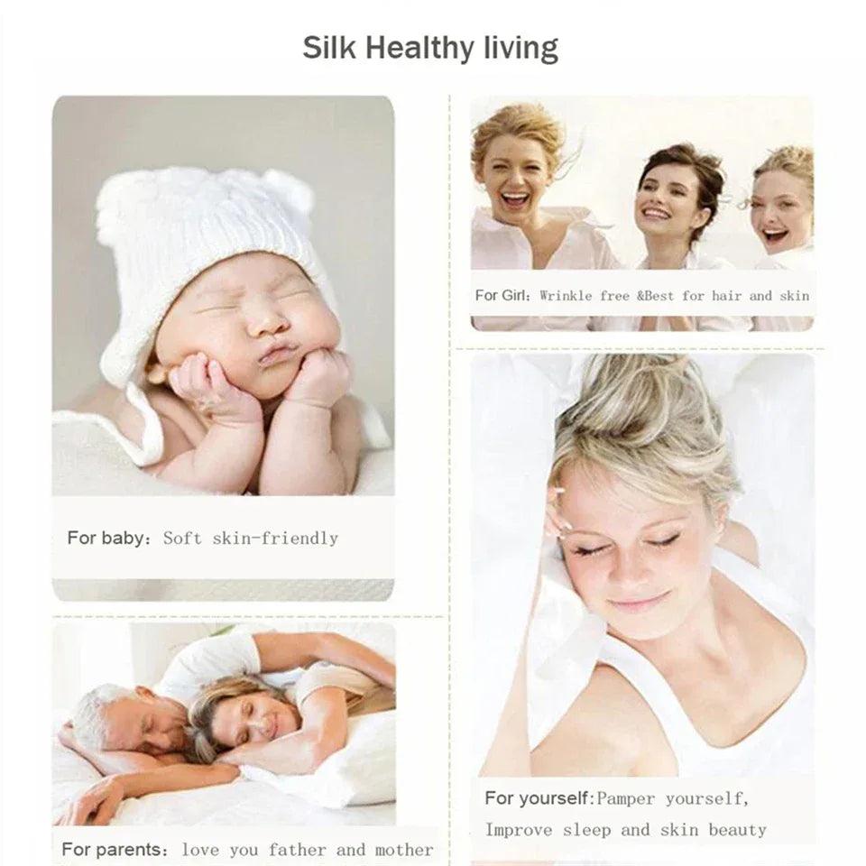 Liv-Esthete Women Pink 100% Silk Bedding Set Healthy Silky Double Color Queen King Duvet Cover Flat Sheet Pillowcase Bed Linen - Gifts for You 'n Me