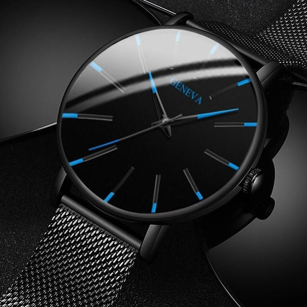 Minimalist Men's Fashion Ultra Thin Watch Simple Men Business Stainless Steel Mesh Belt Quartz Watch Relogio Masculino