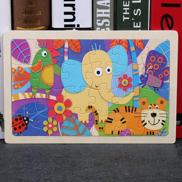 24 Slice Wood Puzzles Children Adults Vehicle Puzzles Wooden Toys Learning Education Environmental Assemble Educational Games For Kids and Babies