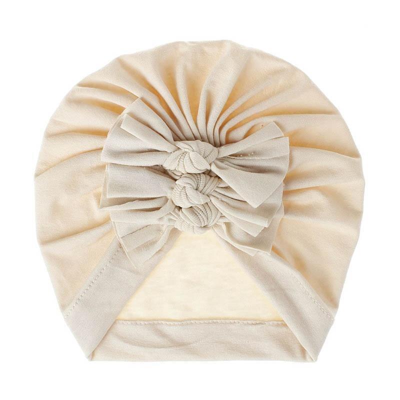 Handamde Elegant Baby Hats for Girls Big Bow Turban Hat Newborn  Baby Beanie Cap Solid Color Style