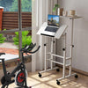 Mobile Standing Desk Height-Adjustable Laptop Cart with Split Top and Hanging Hooks-White - White