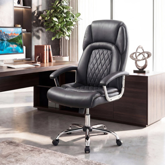 Height Adjustable Big and Tall Office Chair Computer Desk Chair with Metal Base-Black