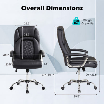 Height Adjustable Big and Tall Office Chair Computer Desk Chair with Metal Base-Black