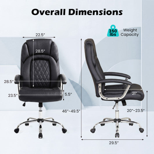 Height Adjustable Big and Tall Office Chair Computer Desk Chair with Metal Base-Black