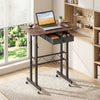 Height Adjustable Laptop Desk with Fabric Drawer Tablet Holder and Lockable Wheels-Rustic Brown