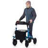 Height Adjustable Rollator Walker Foldable Rolling Walker with Seat for Seniors-Blue - Blue