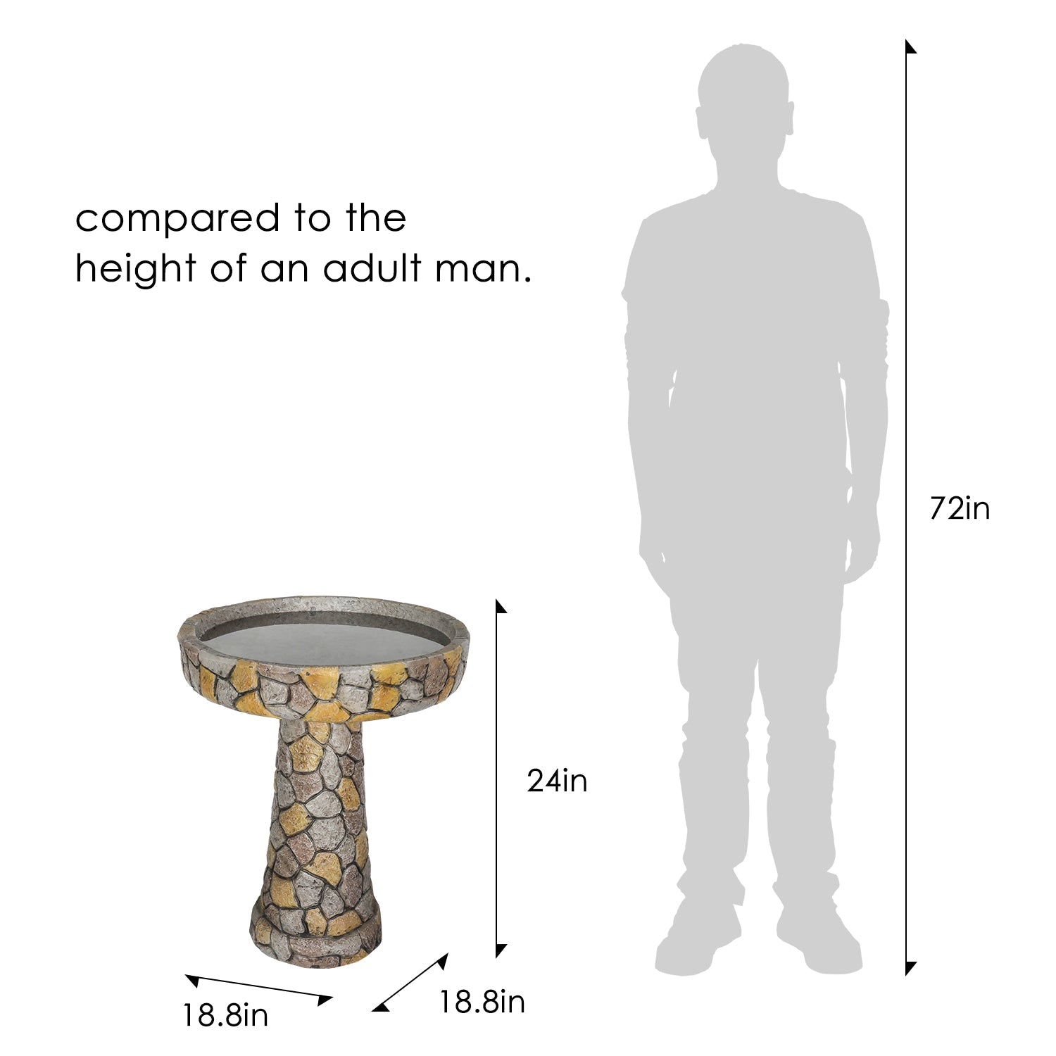 Concrete Mosaic Bird Bath Stone Inlay 24 Inch