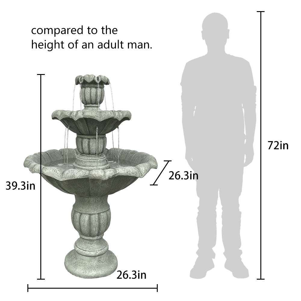Concrete Lotus Fountain Tiered Outdoor