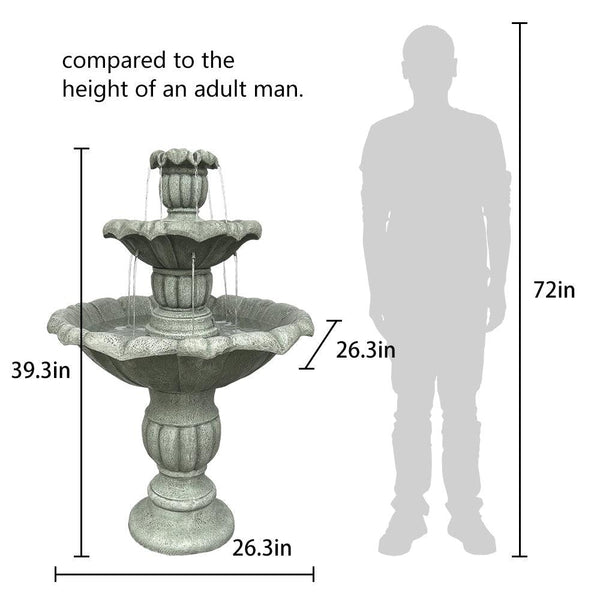 Concrete Lotus Fountain Tiered Outdoor