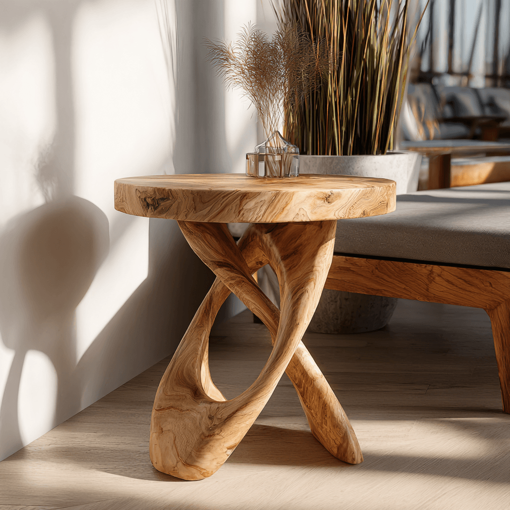 Helixcrest Sculpted Solid Wood Side Table