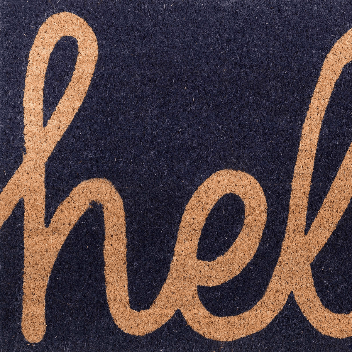 Cursive Hello Doormat Handwoven, Durable - Dark Blue