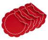 Red Scalloped Edge Placemats - 16" / Set of 4